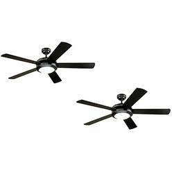 Westinghouse Lighting 78016 Westinghouse Comet 52-Inch Matte Indoor Ceiling Fan, Light Kit with Frosted Glass (Black 2 Pack)
