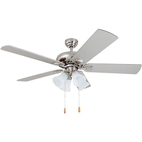 prominence home 50591-01 lanie traditional ceiling fan, 52", chilled gray/chocolate maple, brushed nickel