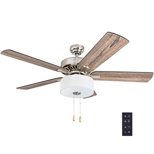 prominence home 50767-01 canyon lakes farmhouse ceiling fan (3 speed remote), 52", barnwood/tumbleweed, brushed nickel