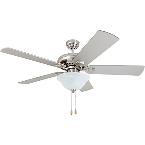Prominence Home 50590-01 Fischer Traditional Ceiling Fan, 52", Chilled Gray/Chocolate Maple, Brushed Nickel