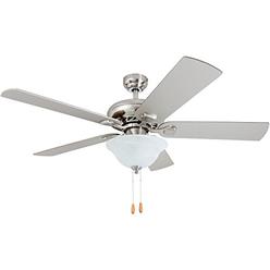 prominence home 50590-01 fischer traditional ceiling fan, 52", chilled gray/chocolate maple, brushed nickel