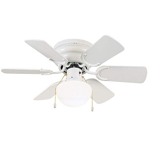 Design House 157321 Atrium 30-inch Traditional Indoor Hugger Ceiling Fan with Dimmable LED Light Kit, White