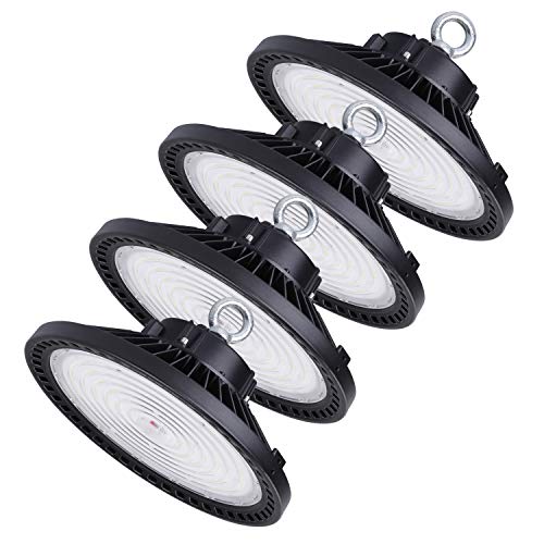 Jomitop 200 Watt UFO High Bay LED Lights, Dimmable 30000 Lumen, Listed 800W HPS or MH Bulbs Equivalent, 5000K Bright White,