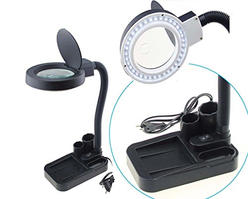 Yosoo Lighting Magnifying Glass Desk Lamp With 5X 10X Magnifier With 40 LED Lighting
