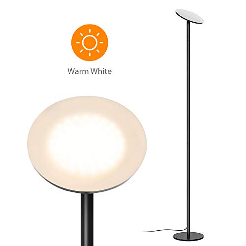 TROND LED Torchiere Floor Lamp Dimmable 30W, 3000K Warm White, 71-Inch Tall, Modular Rod Design, 30-Minute Timer, Wall Switch
