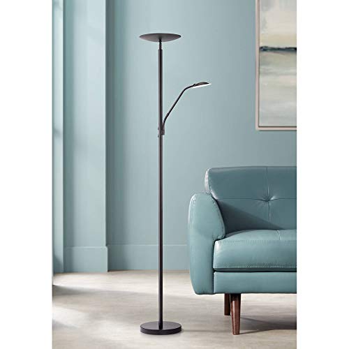 360 Lighting Decker Modern Floor Lamp with Reading Light LED Decker Black Metal Acrylic Diffuser for Living Room Reading Office - 360