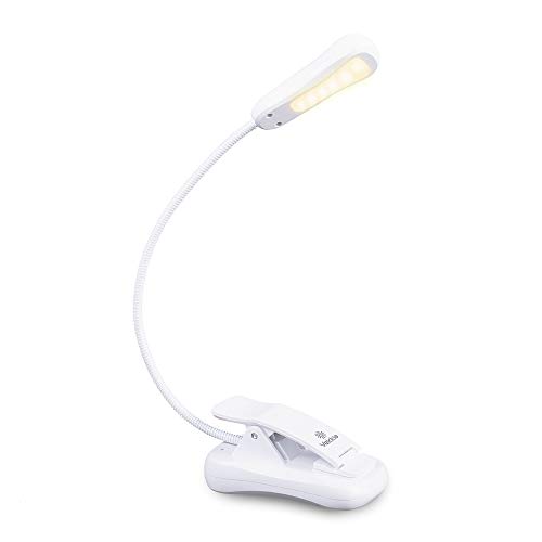 Vekkia BK-07 3000K Warm LED, Easy for Eyes, Clip, Car & Travel, Rechargeable Slim 2.1 oz Weight. Perfect for Bookworms Book