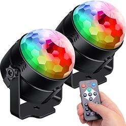 Luditek [2-pack] sound activated party lights with remote control dj lighting, rgb disco ball light, strobe lamp 7 modes stage par li