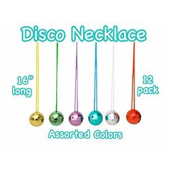 HOWBOUTDIS Disco Ball Necklaces - (12) Shiny Reflective Disco Balls - Boogie Nights - Disco Fever - Party Favors - Decorations -