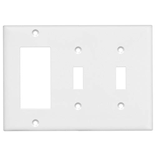 ENERLITES Combination Wall Plate (Double Toggle/Single Decorator Switch), Standard Size 3-Gang, Polycarbonate Thermoplasic,