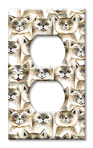 Art Plates OVER SIZED Outlet Cover/OVERSIZE Outlet Switch Plate - Brown Cat Toss