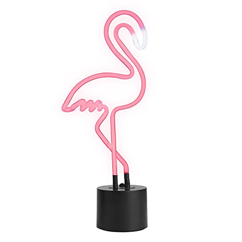 Amped & Co Flamingo Neon Desk Light, Real Neon, Pink, Large 17 x 6.7 inches, Home Decor Neon Signs For Unique Rooms