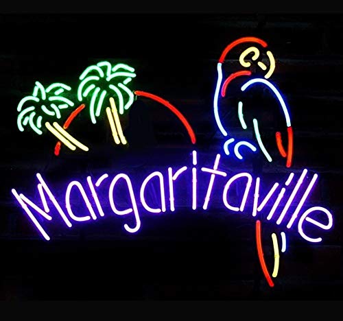Queen Sense 20"x16" Margaritaville Paradise Parrot Palm Tree Neon Sign (VariousSizes) Beer Bar Pub Man Cave Business Glass