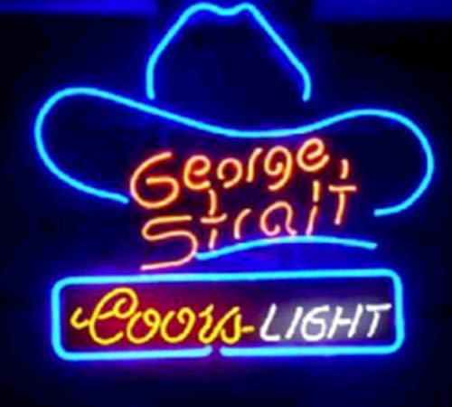 Queen Sense 20"x16" Coors Light George Strait Hat Neon Sign (VariousSizes) Beer Bar Pub Man Cave Business Glass Lamp Light