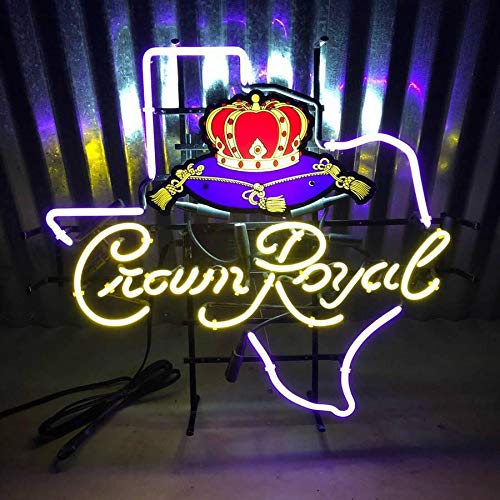 Queen Sense 24"x20" Crown Royal Texas Neon Sign (VariousSizes) Beer Bar Pub Man Cave Business Glass Lamp Light DC351