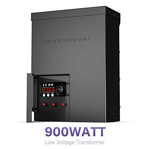 GOODSMANN Low Voltage Transformer Landscape Lighting 900W Power Supply with Sensor, Timer and Weather Shield 12V Output