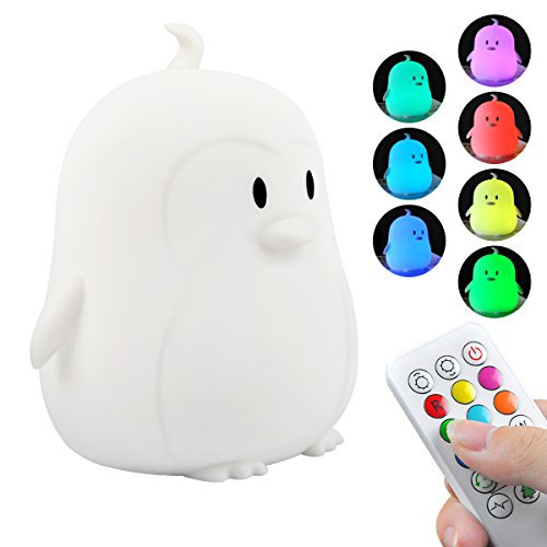 ilavie Kids Night Light, Portable Touch Sensor Remote Control LED Nightlight Multi-Color Lamp USB Rechargeable Silicone Lights 7
