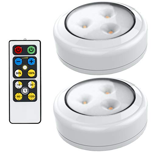 Brilliant Evolution LED Puck Light 2 Pack with Remote | Wireless LED Under Cabinet Lighting | Under Counter Lights for