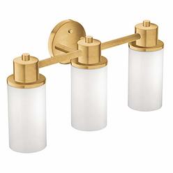 Moen DN0763BG 3-Light Dual-Mount Bath Bathroom Vanity Fixture with Frosted Glass, Brushed Gold