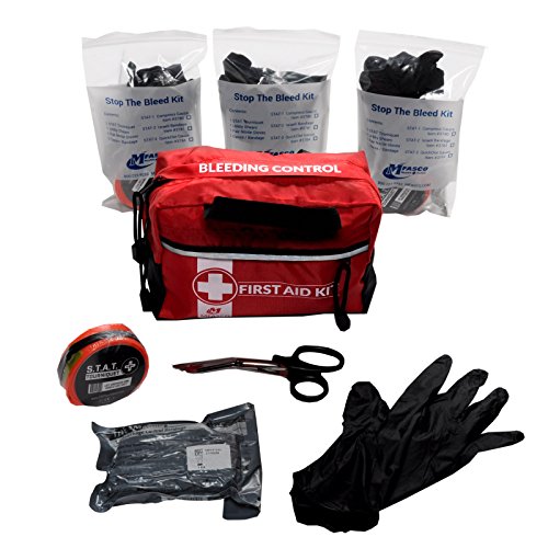 MFASCO Stop The Bleed 3 Pack Kit in Red Bag With Handles STAT 2 by MFASCO