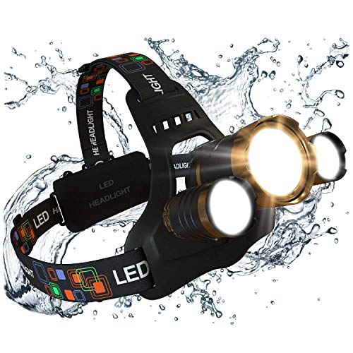MsForce Ultimate LED Headlamp, Bright 1080 Lumens, Hard Hat Clips, Red Light, Lantern Cap, Rechargeable Batteries Included.