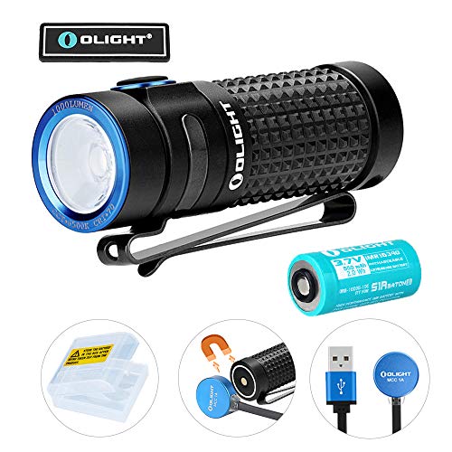 Olight S1R Baton II 1000 Lumen Compact Rechargeable EDC Flashlight with Single IMR16340 and Magnetic Charging Cable