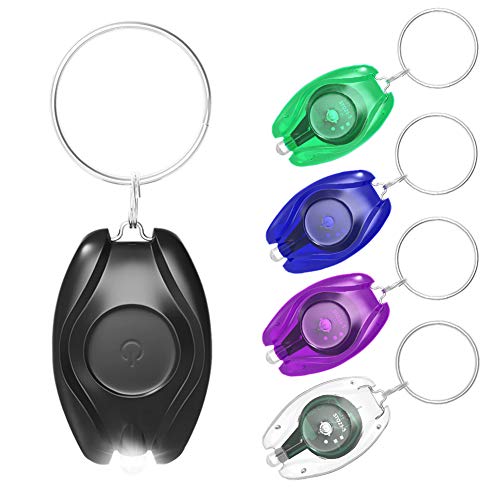 LUMAND 5 Pack Mini LED Keychain Flashlight Small Super Bright Key Ring Light Torch (Assorted Colors, 2 Light Modes, White