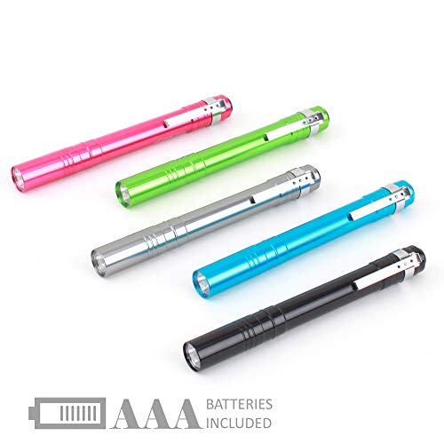 SEAMAGIC 5-Pack LED Penlight - Pocket Pen Flashlight with Clip, 10-Piece Dry Batteries Included, Perfect for Inspection,