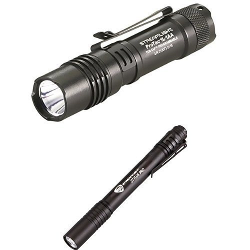 Streamlight Lumen Professional Tactical Flashlight with High/Low/Strobe Dual Fuel and Stylus Pro LED PenLight with Holster,