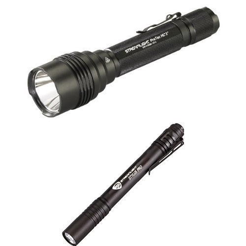 Streamlight Lumen Professional Tactical Flashlight with High/Low/Strobe w/ 3x CR123A Batteries and Stylus Pro LED PenLight