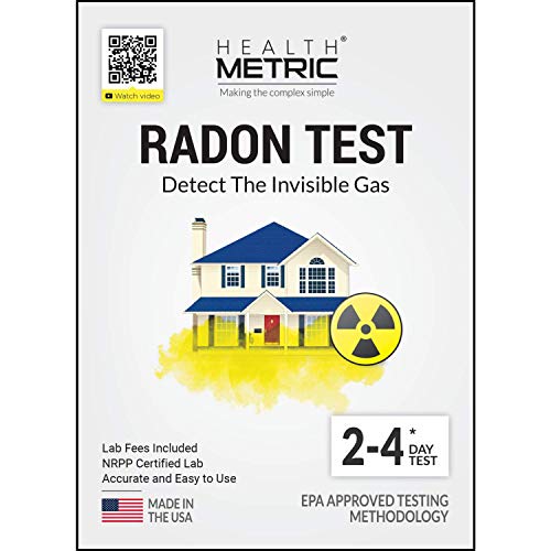 Health Metric Radon Test Kit for Home - Easy to Use Charcoal Radon Gas Detector for Peace of Mind | 48-96h Short Term EPA Approved Radon