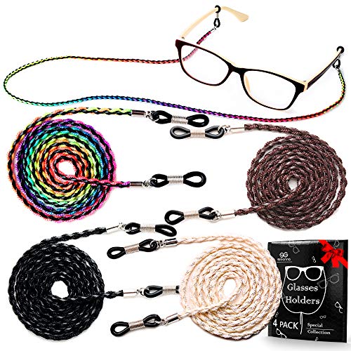 SIGONNA Glasses Strap Chains - Premium ECO Leather - Eyeglass Holder Strap  Strings Cords - Glasses Lanyard for Men Women