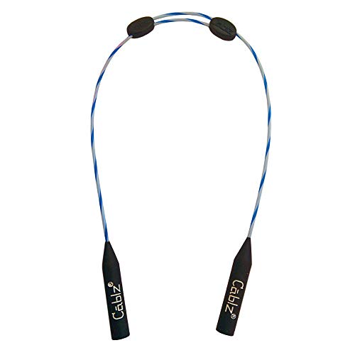 Cablz Monoz Adjustable Eyewear Retainer | Monofilament-Like Line, Adjustable, Off-The-Neck Eyewear Retainer, 14in (Blue/White