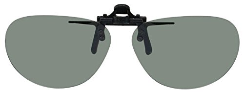 Shade Control D-Clips Polarized Clip-on Flip-up Plastic Sunglasses - Oval - 54mm Wide X 39mm High (122mm Wide) - Polarized Grey Lenses