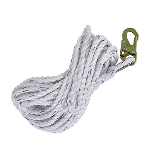 Peakworks Fall Protection Safety Lifeline Rope Grab, 50 ft Vertical Cable, Galvanized Steel Snap Hook Harness for Climbing,