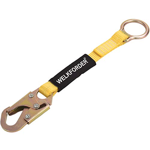 WELKFORDER 18-Inch D-Ring Extender Fall Protection with Snap Hook Connector and"O" Ring ANSI Complaint