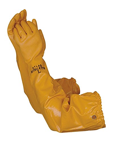 ATLAS 772 Nitrile Coated Gloves 26 inch Long Cotton Lined, Chemical Resistant, Water, Pond, Work, Large