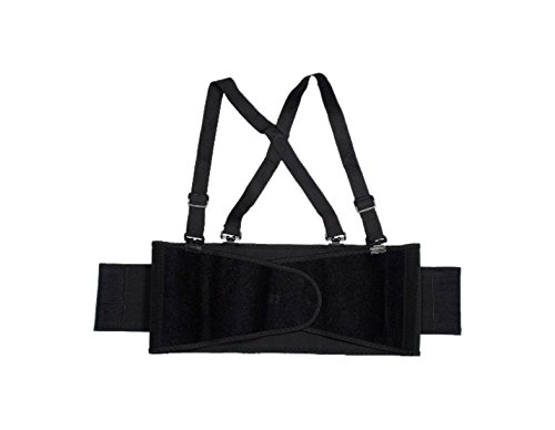 Cordova Safety Products Back Support Belt with Attached Suspenders and Adjustable Clips - Large - Black