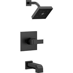 Delta Faucet Ara 14 Series Single-Function Tub and Shower Trim Kit with Single-Spray H2Okinetic Shower Head, Matte Black