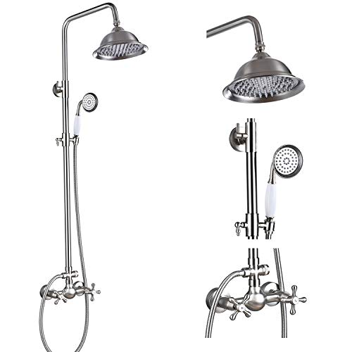 Exposed Shower Faucet Gotonovo Matte Black Exposed Shower System - 8 Inch Rainfall Shower Head With Handheld Spray Matte Black Rainfall Shower
