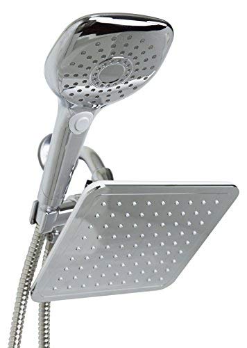 Sunbeam 5 Function Dual Shower Massager with Rainfall Head Set, Fixed And Hand Held Shower-head, Silver