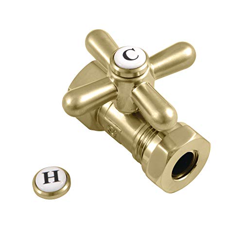 Kingston Brass CC44157X Vintage Quarter Turn Valves (1/2-Inch FIP X 1/2-Inch and 7/16-Inch O.D. Slip Joint), Brushed Brass