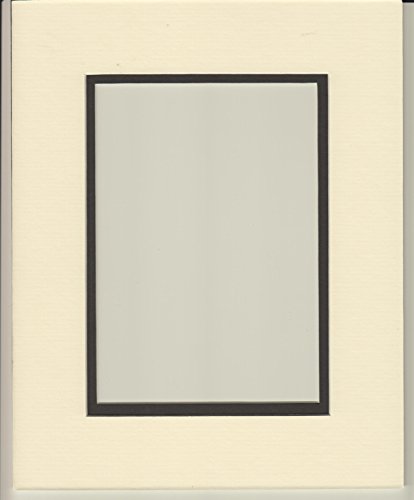 Bux1 Picture Matting Pack of 5 11x14 Cream & Black Double Picture Mats Cut for 8x10 Pictures