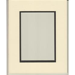 Bux1 Picture Matting Pack of 5 11x14 Cream & Black Double Picture Mats Cut for 8x10 Pictures
