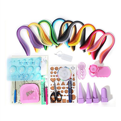 YURROAD Paper Strips Quilling Tools Kit, 18 Kinds Tools and 900 Strips Paper(5mm) All-in-one