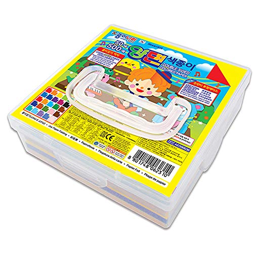 Jong Ie Nara Origami Paper Double Sided Color, Plastic Case - 500 Sheets - 50 Colors - 6 Inch Square Easy Fold Paper for Beginner