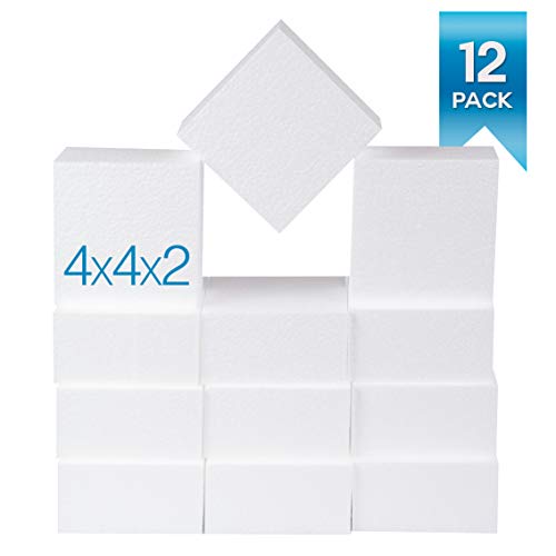 SilverlakeLLC Silverlake Craft Foam Block - 12 Pack of 4x4x2 inch - EPS  Polystyrene Square Blocks for Crafting, Modeling, Art Projects and