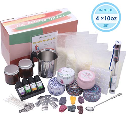 JIWINNER DIY Candle Making Kit Supplies, Complete Beginners Set with Soy Wax, Pot, Tins, Dyes, Wicks & More