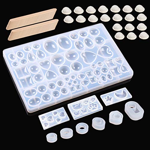 litthing Epoxy Resin Mold Kit, Silicone Resin Casting Molds and Gem Resin  Mold Accessories with Finger Cots and Stirrer Sticks, Art