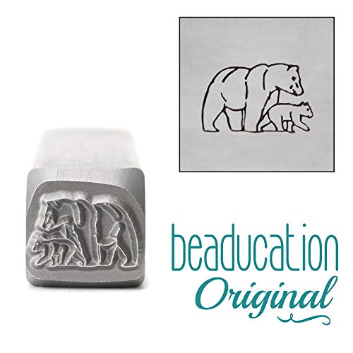 Beaducation Mama Bear & Baby Bear Metal Design Stamp, 11mm Momma and Cub Bears Punch Stamping Tool for Hand Stamped DIY Jewelry Crafts -